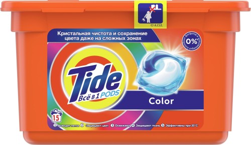 Капсулы для стирки TIDE Color 15х24.8г/22.8г, 15 шт/уп