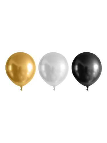 Набор шаров воздушн.хром,цв золотой,шампань,черный, 25шт(латекс),30см,90353