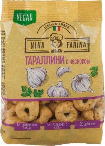 Сушки Тараллини Nina Farina с чесноком, 180г