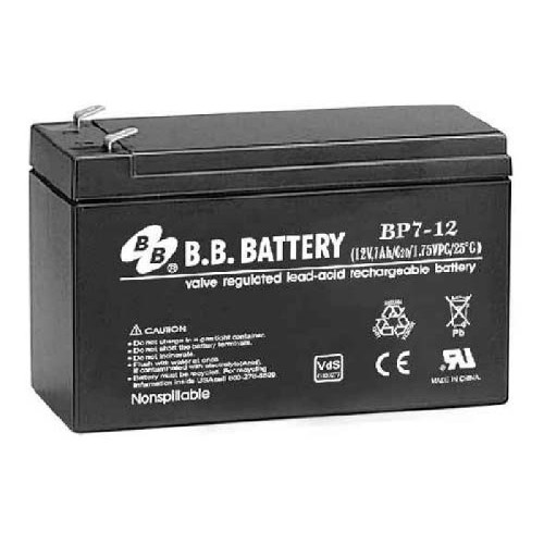 Батарея B.B. Battery серия BP, BP7-12, напряжение 12В, емкость 7Ач (разряд 20 часов), макс. ток разряда (5 сек.) 105А, макс. ток заряда 2.1A, свинцово-кислотная типа AGM, клеммы T2, ДxШxВ 151x65x98... Батарея B.B. Battery серия BP, BP7-12, напряжение 12В, емкость 7Ач (разряд 20 часов), макс. ток разряда (5 сек.) 105А, макс. ток заряда 2.1A, свинцово-кислотная типа AGM, клеммы T2, ДxШxВ 151x65x98...
