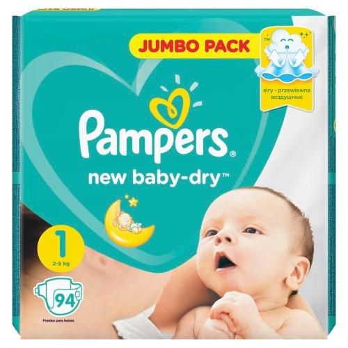 Подгузники PAMPERS New Baby-Dry Newborn (2-5 кг) Джамбо Упаковка 94шт
