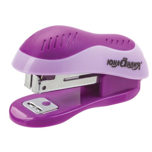 Степлеры настольные ЮНЛАНДИЯ, до 15 листов,№10 МИНИ, с антистеплером, эргономичный, фиолетовый