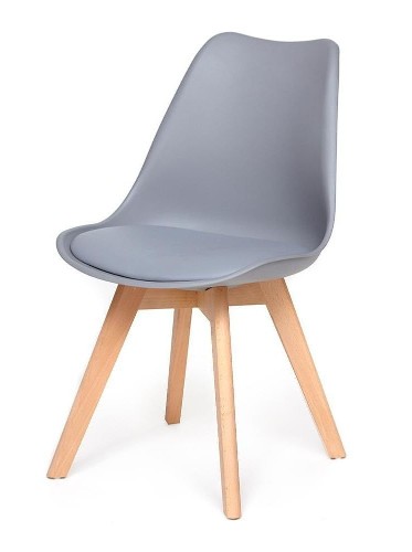 Стул TULIP, бук/пластик серый