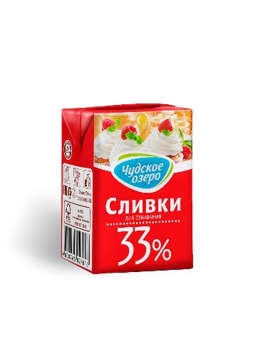 Сливки “Чудское озеро” для взбивания 33%, 0,2 литра