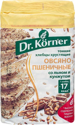 Хлебцы хрустящие Овсяно-пшеничные со смесью семян Dr.Korner 100 гр