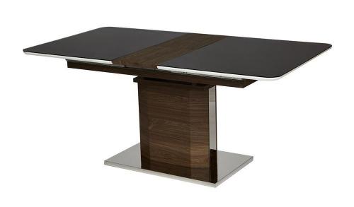 Стол обеденный RADCLIFFE раскладной 140(170)x80, коричневый/стекло черное