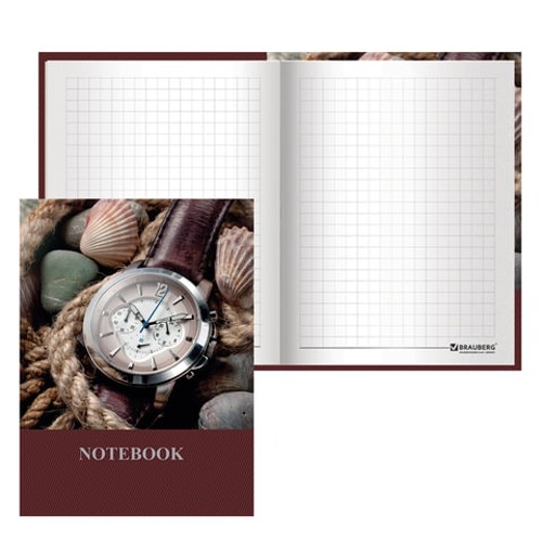 Блокнот в книжном переплете (110х147 мм) А6, 80 л., ламинированная обложка, выборочный лак, клетка, BRAUBERG, &quot;Время&quot;