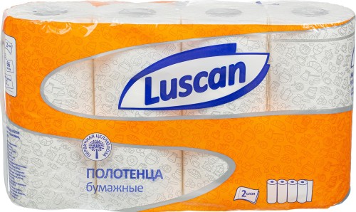 Полотенца бумажные LUSCAN бел цел 17м 2-сл.,с тиснением, 4рул./уп