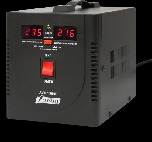 Стабилизатор POWERMAN AVS 1500D, черный Стабилизатор POWERMAN AVS 1500D, черный