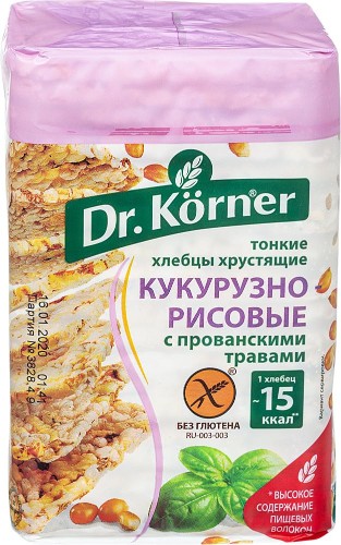 Хлебцы хрустящие Кукурузно-рисовые с прованскими травами Dr.Korner 100 гр