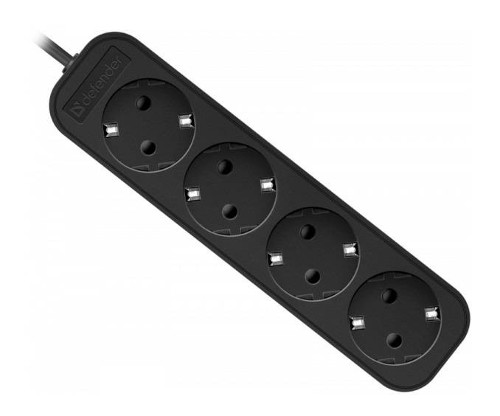Defender Удлинитель с заземлением M450 5.0 м, 4 розетки, черный