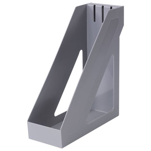 Лоток для бумаг вертикальный BRAUBERG "Basic", 265х100х285 мм, серый