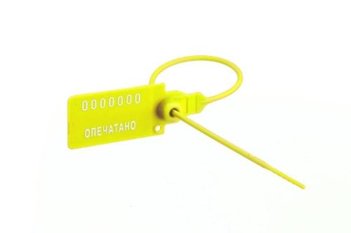 Пломба пластикова номерная Универсал 350(полипропилен),желтый,1000 шт/уп