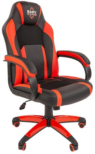 Кресло VT_EChair Easy Game-686 TPU кожзам/ткань черный/красный пластик