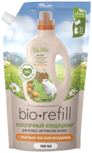 Кондиционер для белья BioMio BIO-SOFT Refill МАНДАРИН, 1000 мл дой-пак