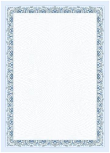 Сертификат-бумага с рамкой А4 синяя кружева, 250 г/кв.м, 20 шт/уп КЖ-1794/8