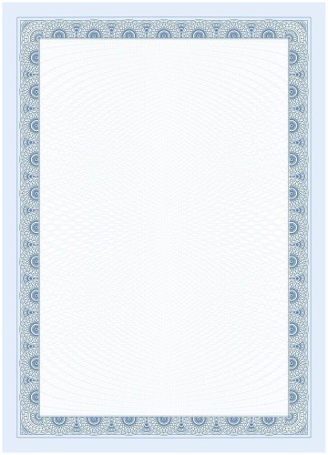Сертификат-бумага с рамкой А4 синяя кружева, 250 г/кв.м, 20 шт/уп КЖ-1794/8