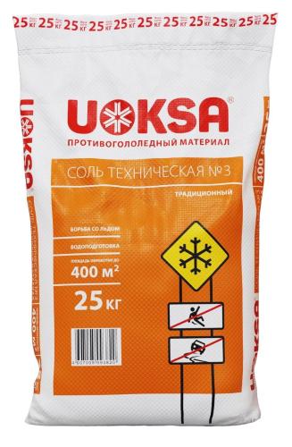 Реагент противогололедный Соль техническая №3 UOKSA белая 25кг мешок