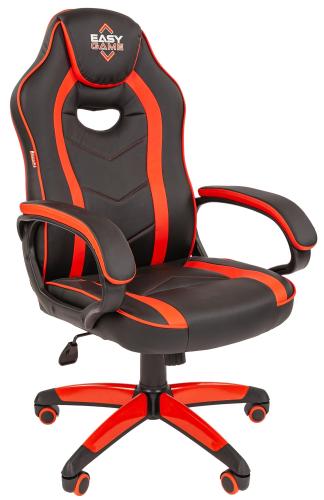 Кресло VT_EChair Easy Game-687 TPU кожзам черный/красный пластик