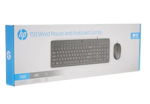 Клавиатура и мышь HP Wired Combo 150 / 240J7AA цвет черный, интерфейс USB