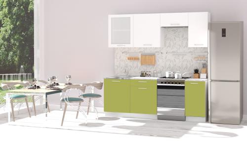 Кухонный гарнитур Polini Home Urban 2200,  белый-зеленый