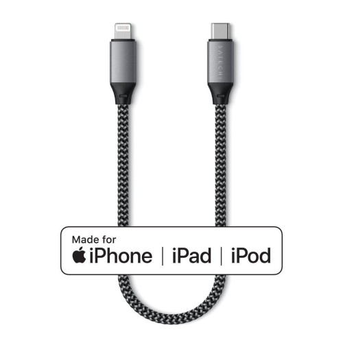 Кабель USB Type-C - Lightning, M/M, 0.25 м, Satechi, косм/сер, ST-TCL10M