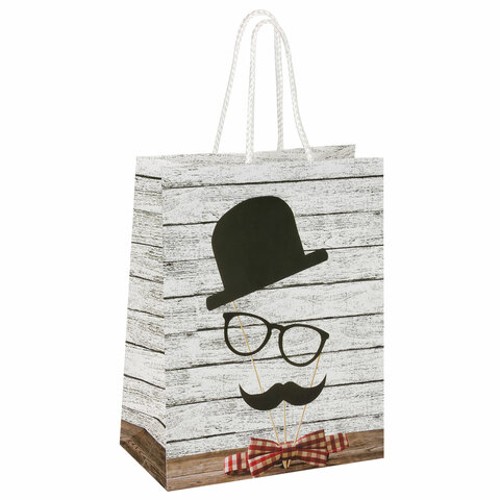 Пакет подарочный 17,8x9,8x22,9 см, (12 шт), ЗОЛОТАЯ СКАЗКА &quot;Джентльмен&quot;, ламинированный