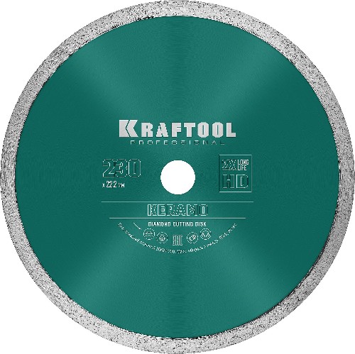 KRAFTOOL Keramo, 230 мм, (22.2 мм, 10 х 2.8 мм), сплошной алмазный диск (36684-230)