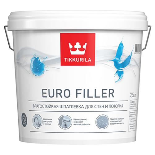 Tikkurila Euro Filler шпатлевка влагостойкая для стен и потолков, 2,7 л