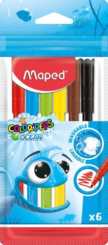 Фломастеры Maped COLOR'PEPS OCEAN,супер-смываемые,6цв/наб,845723