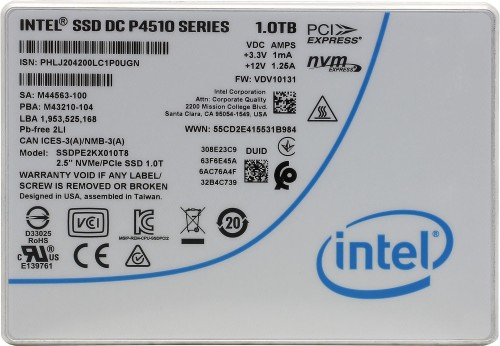 SSD накопитель Intel DC-P4510 (SSDPE2KX010T807) 1000GB/U.2/2.5/PCI-E