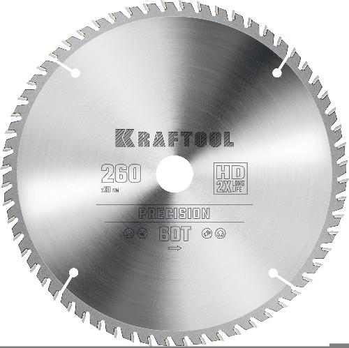 KRAFTOOL Precision, 300 х 32 мм, 60Т, пильный диск по дереву (36952-300-32)