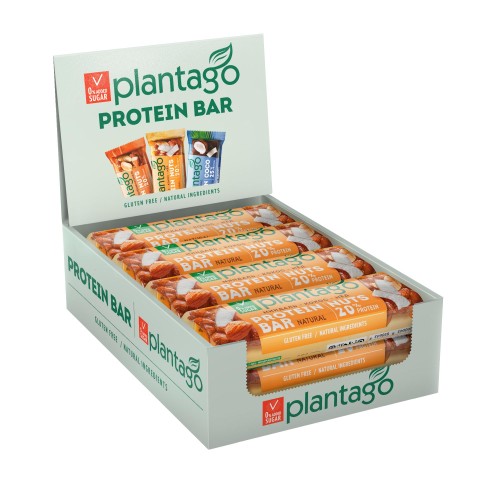 Батончик Plantago Минд.-Кокос-Мед орех.-фрукт. с гл. (прот.20%),40гх12шт/уп