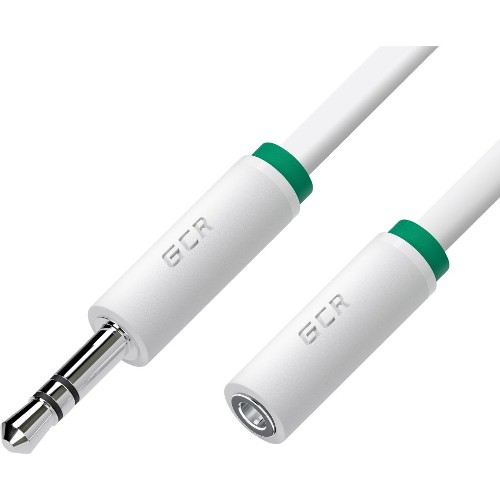 GCR Удлинитель аудио 20.0m jack 3,5mm/jack 3,5mm белый, зеленая окантовка, ультрагибкий, M/F, Premium, экран, стерео, GCR-53992 Greenconnect GCR-53992, 20 м