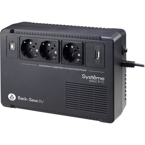 ИБП Systeme Electric Back-Save BV 800 ВА, автоматическая регулировка напряжения, 3 розетки Schuko, 230 В, 1 USB Type-A Systeme Electric Back-Save BV 800VA BVSE800RS ИБП Systeme Electric Back-Save BV 800 ВА, автоматическая регулировка напряжения, 3 розетки Schuko, 230 В, 1 USB Type-A Systeme Electric Back-Save BV 800VA BVSE800RS