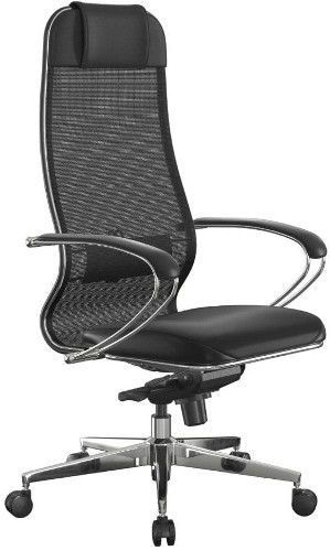 Кресло для руководителя Метта Samurai Comfort S Infinity черное  (сетка/экокожа, металл)