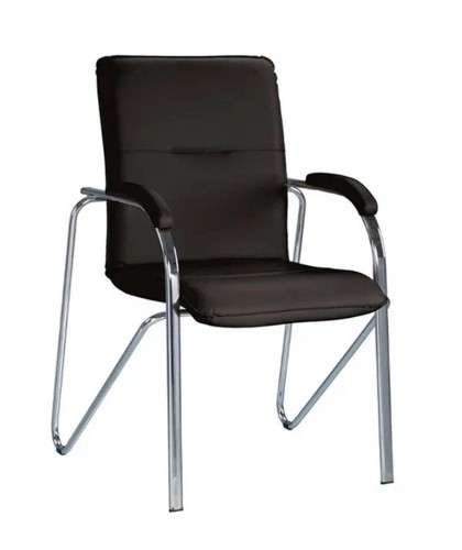 Стул офисный Самба черный кожзам, хром каркас, накладки мягкие, S V4