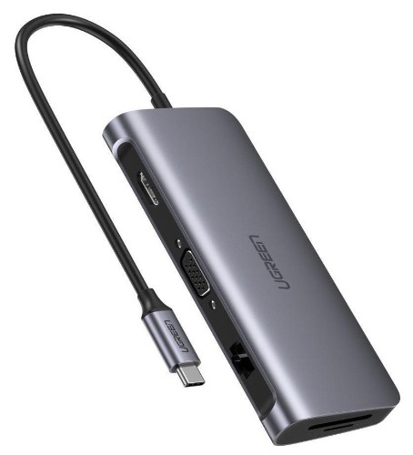 Разветвитель USB UGREEN 9 в 1, 3 x USB 3.0, HDMI, VGA, RJ45, TF/SD(40873)