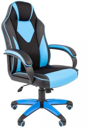 Офисное кресло Chairman game 17 экопремиум черный/голубой 7024559
