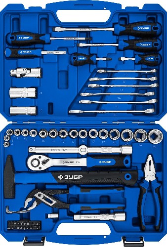 ЗУБР Универсал-63, 63 предм., (1/2"+ 1/4"), универсальный набор инструмента, Профессионал (27670-H58)