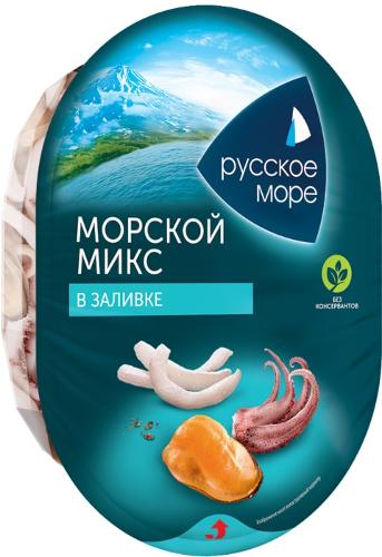 Рыбное кулинар. изд. Коктейль из морепродуктов в заливке "Морской микс" "Русское море" 180г 1/6