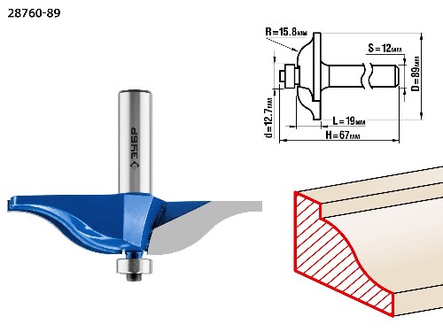 ЗУБР 89 x 19 мм, радиус 15.8 мм, фреза фигирейная №2, Профессионал (28760-89)