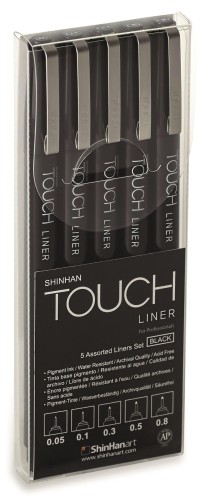 Набор линеров TOUCH LINER 5шт (0.05мм-0.8мм) черный, 4100005