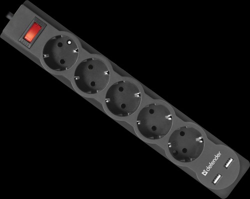 Сетевой фильтр Defender DFS 751 1,8 м, 5 розеток, 2xUSB, 2.1A Defender DFS 751 (1.8 м, 5 розеток) Сетевой фильтр Defender DFS 751 1,8 м, 5 розеток, 2xUSB, 2.1A Defender DFS 751 (1.8 м, 5 розеток)