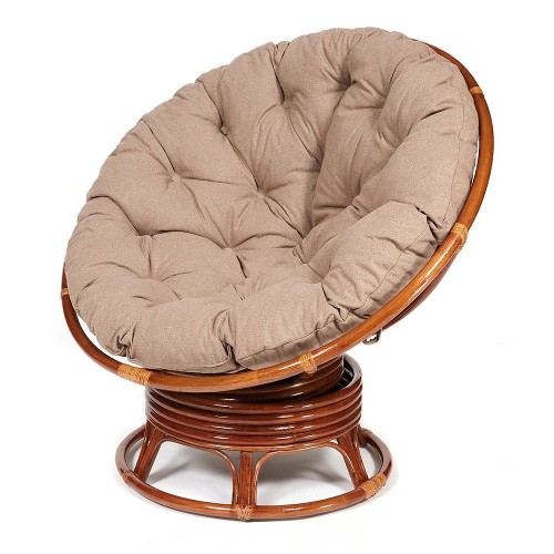 Кресло PAPASAN с подушкой, ткань экошерсть коричневый/рecan