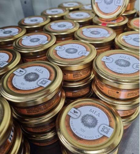 Мёд с сублимированной икрой серого морского ежа банка 50гр