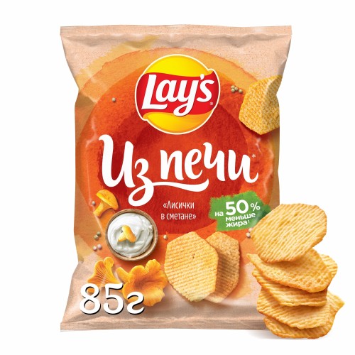 Чипсы Lays из печи лисички в сметане, 85г