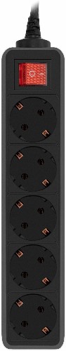 Сетевой фильтр PC Pet AP01006-3-BK 3м (5 розеток) черный