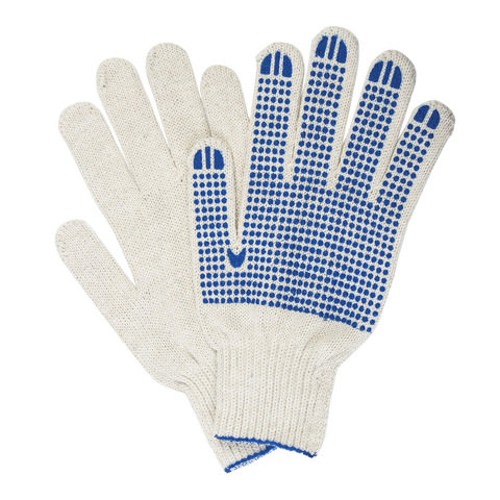 Перчатки рабочие хлопчатобумажные КОМПЛЕКТ 5 ПАР, 7 класс, 65-67 г, 216 текс, ПВХ точка, ЛАЙМА ПРОФИ XL, БЕЛЫЕ
