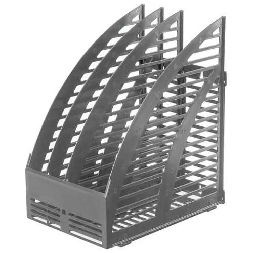 Лоток для бумаг вертикальный STAFF, 242х160х285 мм, 3 отделения, сетчатый, сборный, серый